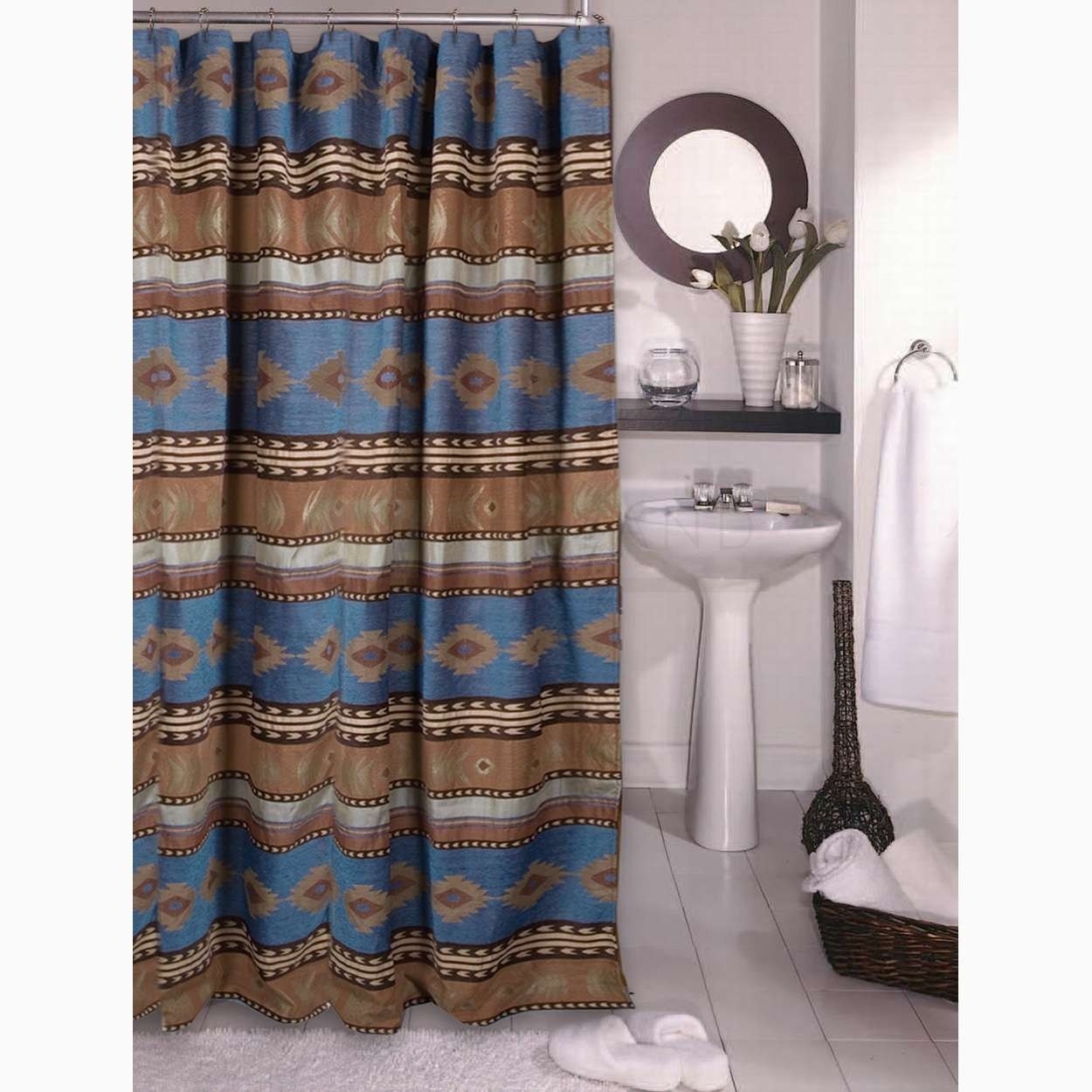 FRENCH LINEN TRIBAL  Shower Curtain  Bathroom Decor  Ikat  Tribal  French Linen