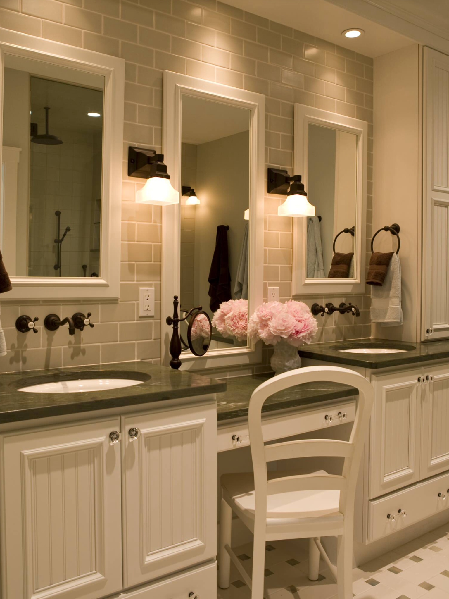 double sink vanities with makeup area - ideas on foter