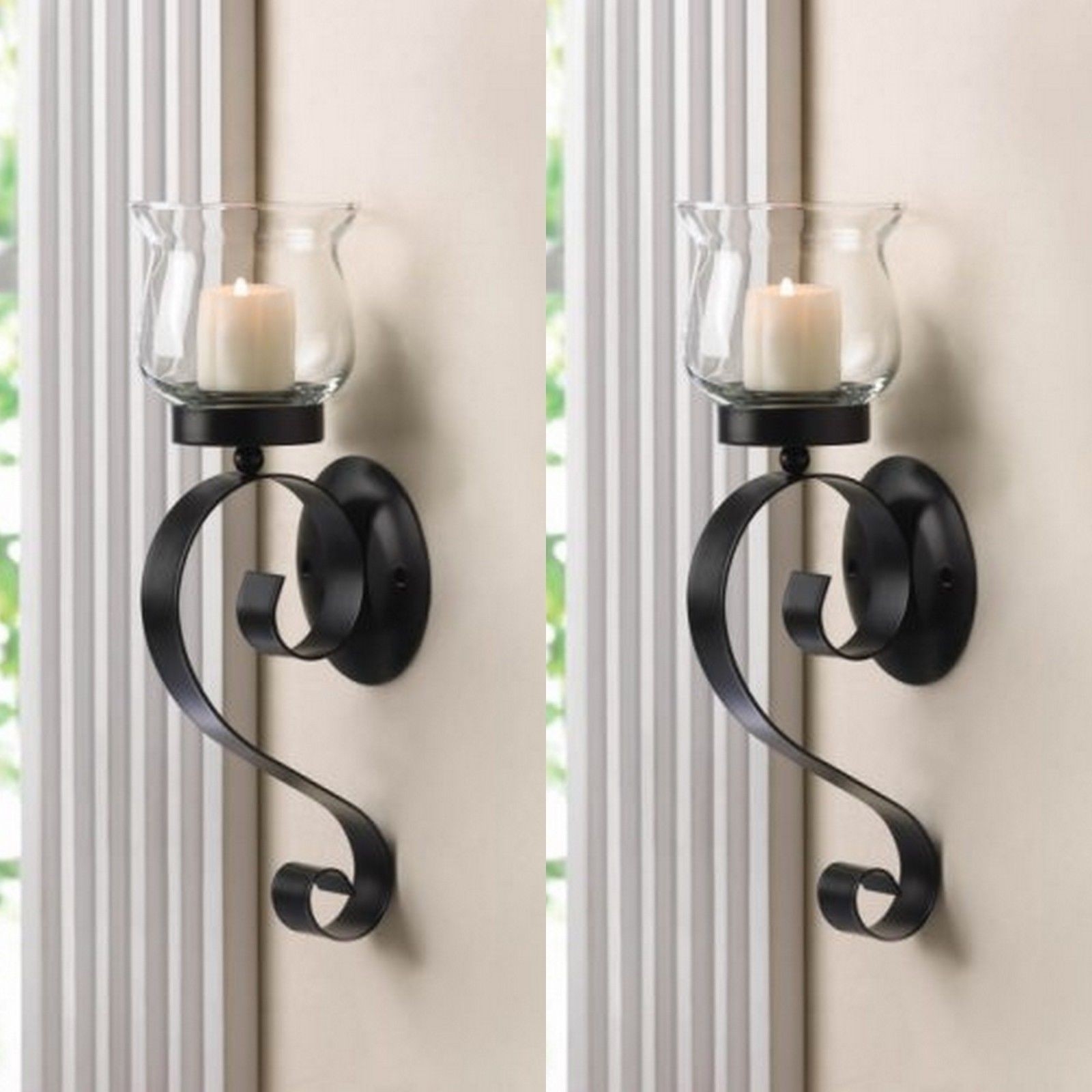 iron pillar candle wall sconce