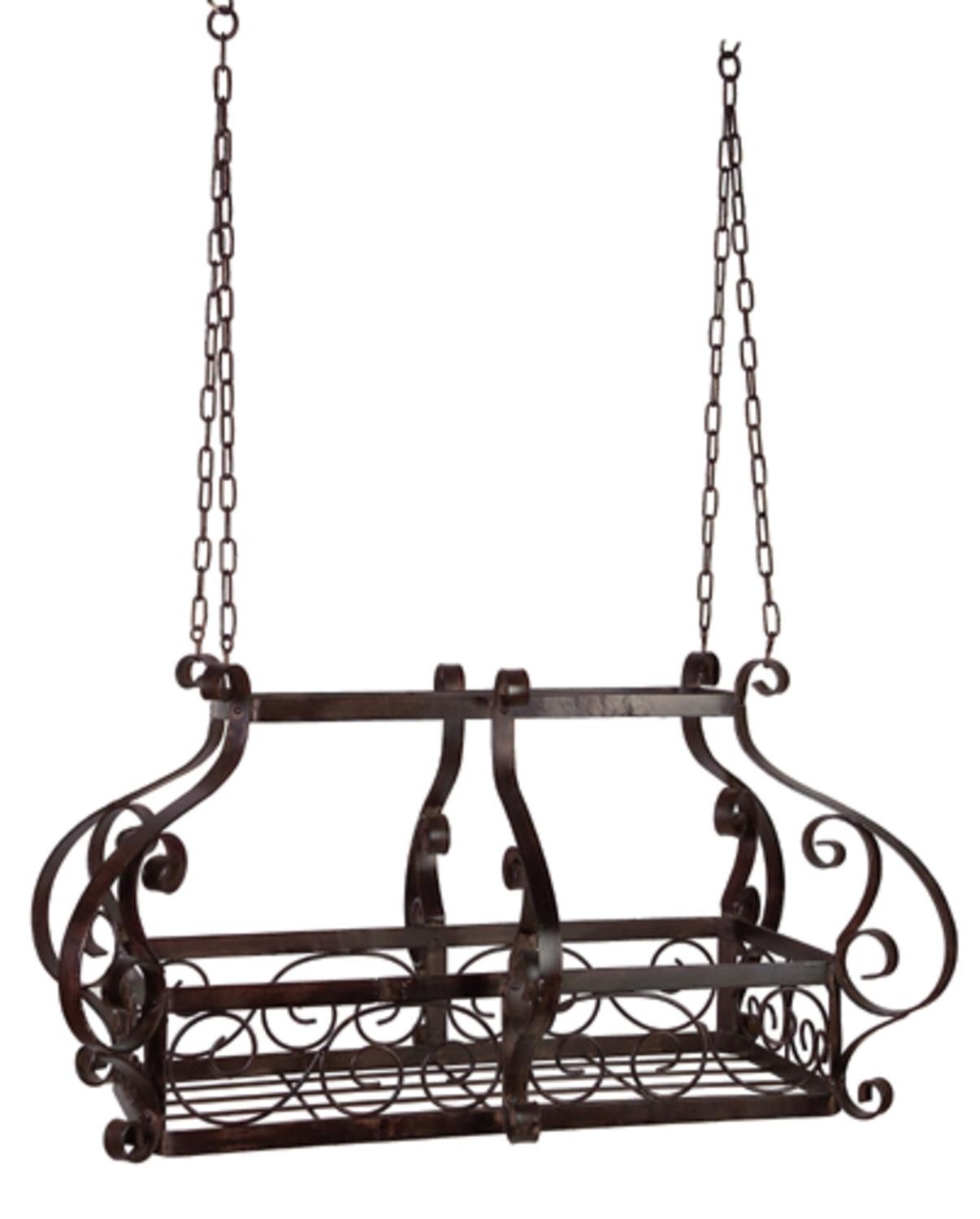 Chain Suspended Farmhouse Hanging Pot Rack Made With Reclaimed